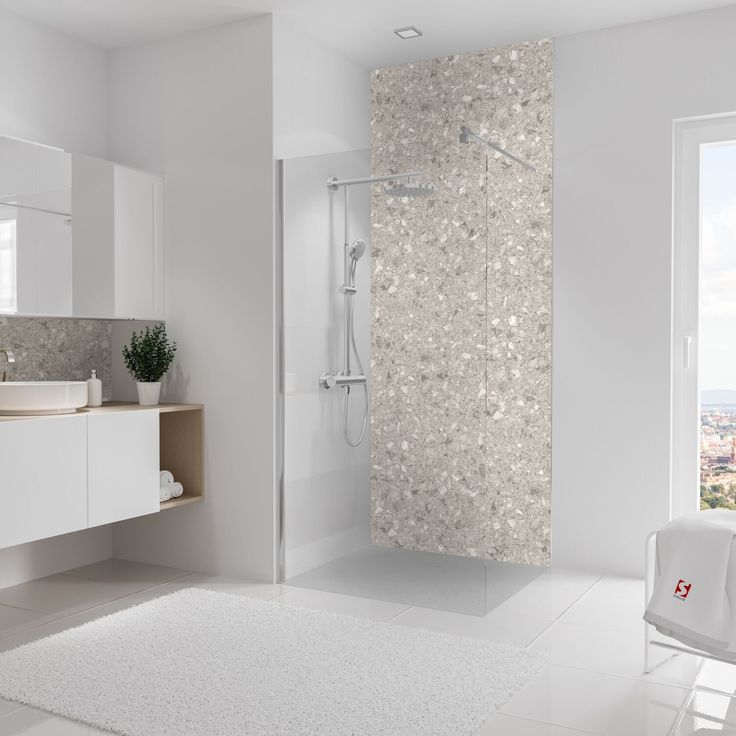 Schulte Duschrückwand 'DecoDesign', cremefarben 100 x 255 cm, aus Aluminiumverbundplatten, kratz- und abriebfest, einfache Montage