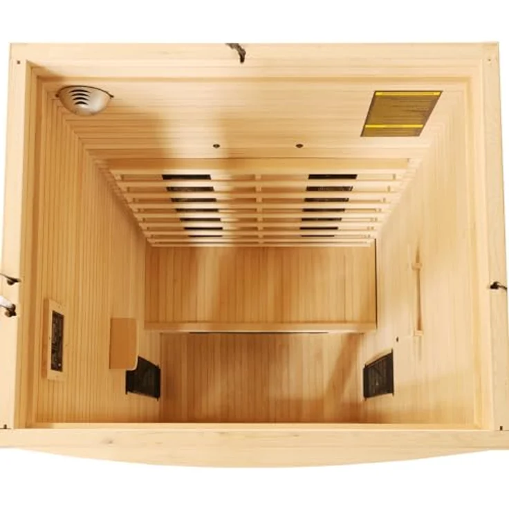 TroniTechnik Infrarotkabine MANILA 120 Wärmekabine, bis zu 2 Personen, 5 Vollspektrumstrahler, mit Farblichttherapie, Ionisator mit Ozondesinfektion und Aromatherapie, Multimedia, USB-Anschluss & Bluetooth, Hemlock-Holz – Bild 5