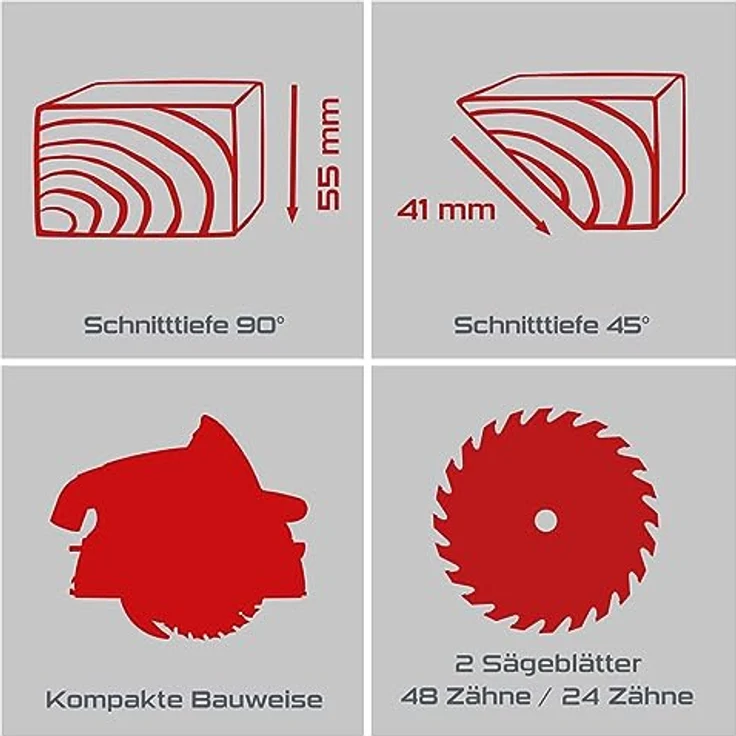 Practixx Tauchsäge PX-TS-55 1200W | Schnitttiefe 55mm | Ø160mm | Schrägstellung 0 bis 45° Schnitte + Kippschutz | Handkreissäge – Bild 3