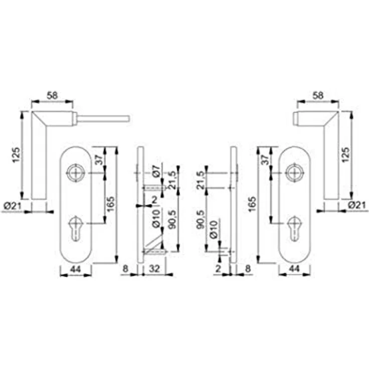 Hoppe 3289495 Kurzschild-Garnitur Amsterdam E1400Z/353K Edelstahl F69 PZ – Bild 2