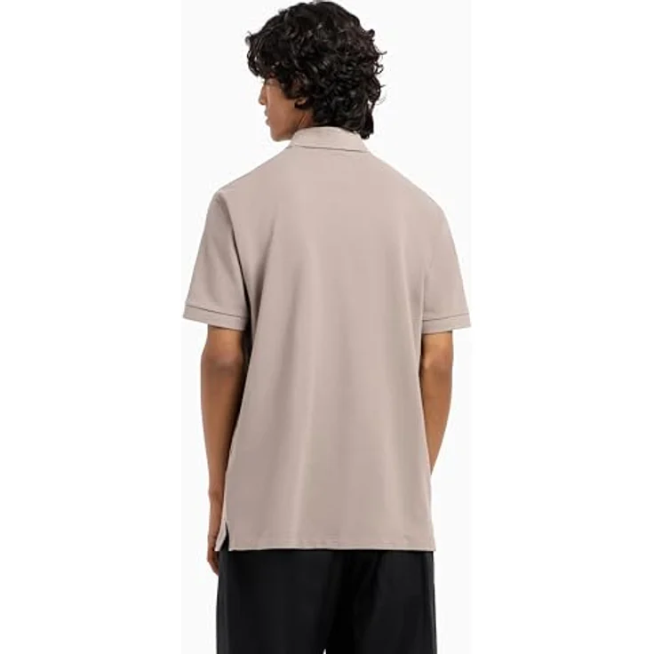 Armani Exchange Polo Shirt, Herren, 100% Baumwolle, Beige, Größe L, Pique-Material, klassischer Flachstrickkragen – Bild 4