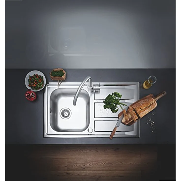 GROHE Eurosmart Küche, Set aus edelstahl Spüle und Küchenarmatur, 1 oder 1,5 Becken, 45 cm, QuickFix Technik – Bild 4
