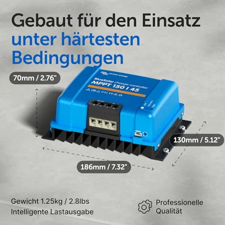 Victron MPPT 150/45 BlueSolar Laderegler, 12/24/48V, 45A, MPP Tracker, 650W bei 12V, 1.300W bei 24V, integrierter Verpolungsschutz – Bild 4
