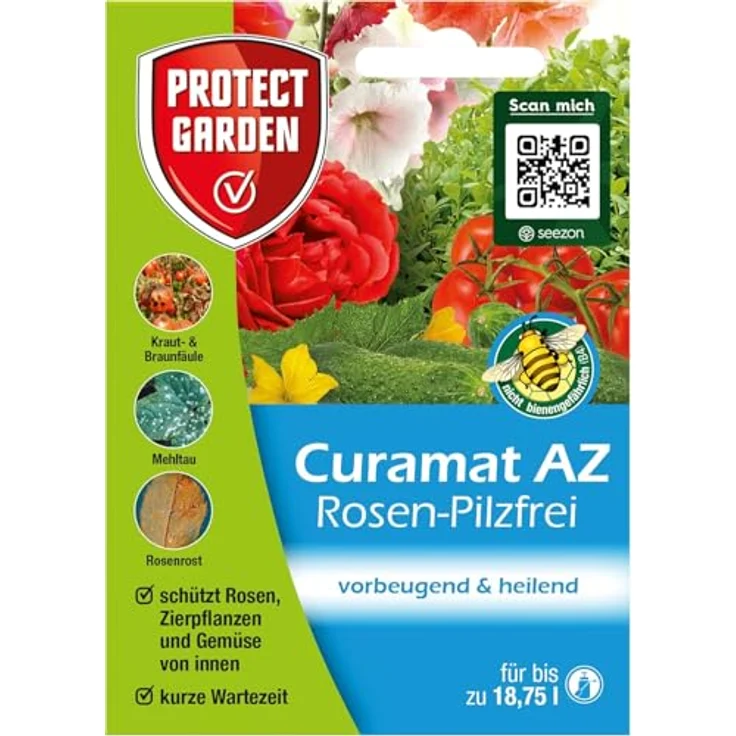 PROTECT GARDEN Curamat AZ Rosen-Pilzfrei, Konzentrat gegen Pilzkrankheiten für Rosen, Zierpflanzen und Gemüse, 15 ml, mit natürlichem Wirkstoff – Bild 1