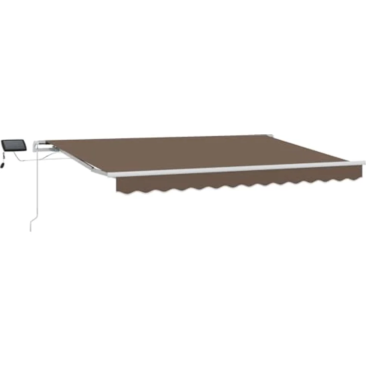 vidaXL Ausziehbare Markise Taupe 350 x 250 cm, UV-beständiges Gewebe mit Aluminiumrahmen, solarbetriebene LEDs – Bild 1