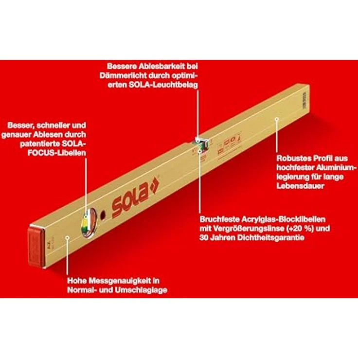 Sola Wasserwaage Aluminium AZ, Länge : 80 cm, – Bild 3