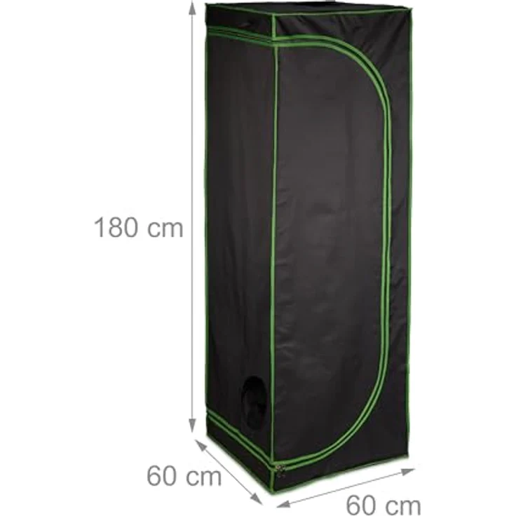 Relaxdays Gewächshaus Growbox, dunkler Growschrank mit 95% Lichtreflexion, 4 Zugängen und Sichtfenster – Bild 4