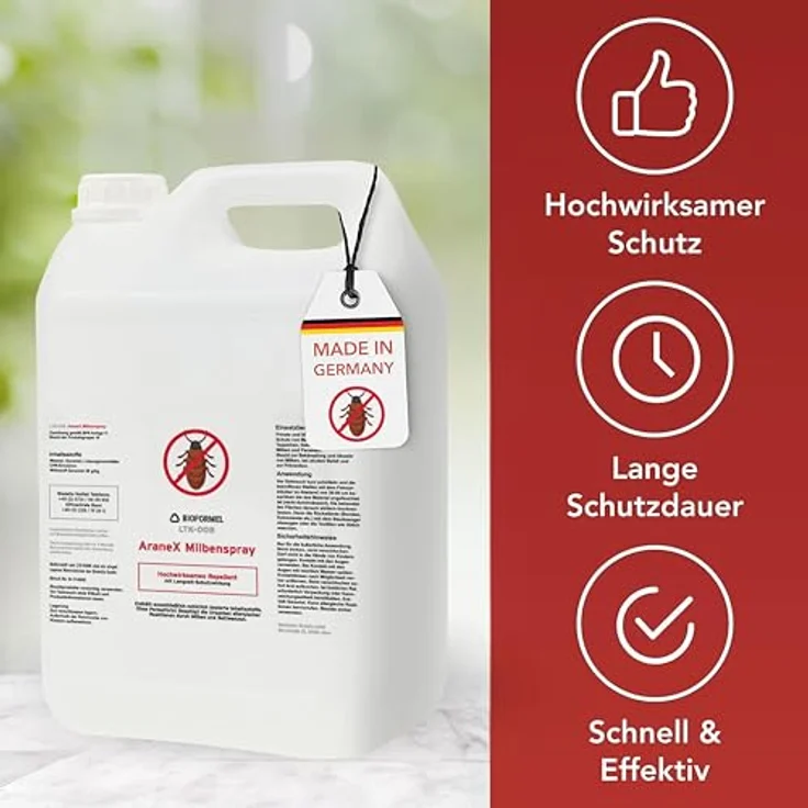Bioformel LTK-008 Milbenspray, 5L Anti-Milben-Spray mit Langzeitwirkung für Matratzen, Textilien, Polster & Bett, hochwirksam gegen Hausstaubmilben und Bettwanzen – Bild 2