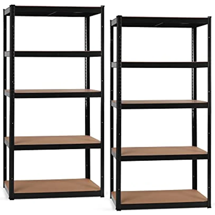 Stagecaptain Heavyrack Lagerregal 2X Set - 5 Böden - Pulverbeschichtetes Metall - Tragkraft 875 kg - Schwarz – Bild 1