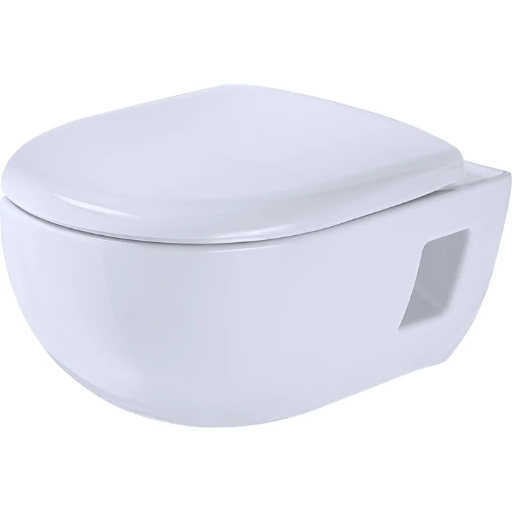 Geberit Renova Premium Tiefspül Wand-WC-Set, spülrandlos mit WC-Sitz und Absenkautomatik, weiß
