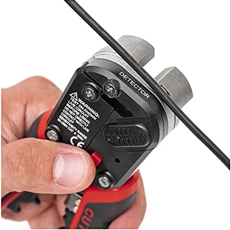 STIER Automatik-Schneid-, Crimp- und Abisolierzange mit Stromprüfer, Kabelabisolierer, Kabel Abisolierwerkzeug, Entisolierzange, cable cutter, wirestripper, Entmantler, ergonomisch isoliert, schwarz/rot – Bild 3