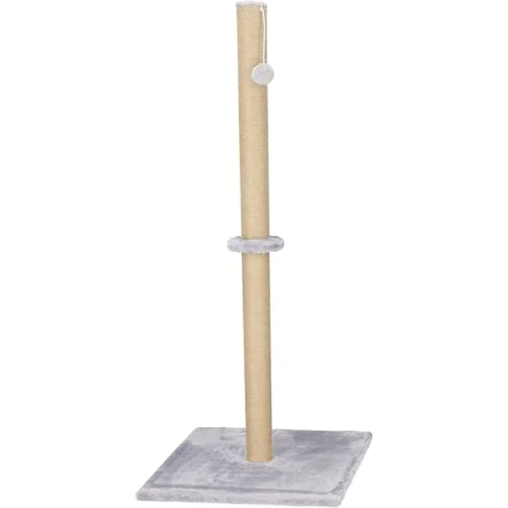 SPRINGOS Kratzbaum Kratzpfosten mit Spielzeugball, grau, 50 x 50 x 103,5 cm, robuste Sisalpfosten, hochwertig verarbeitet – Bild 5