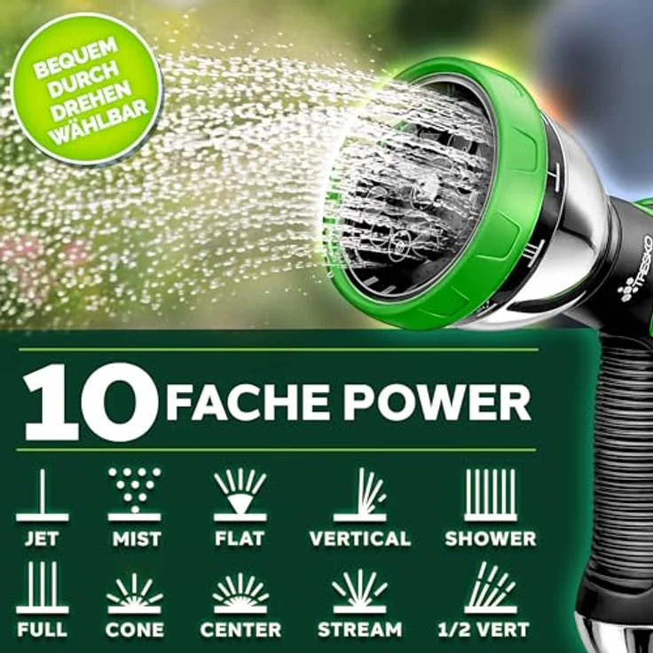 TRESKO Premium Gartenschlauch Flexibler Wasserschlauch dehnbarer Flexischlauch Grün 30m – Bild 5