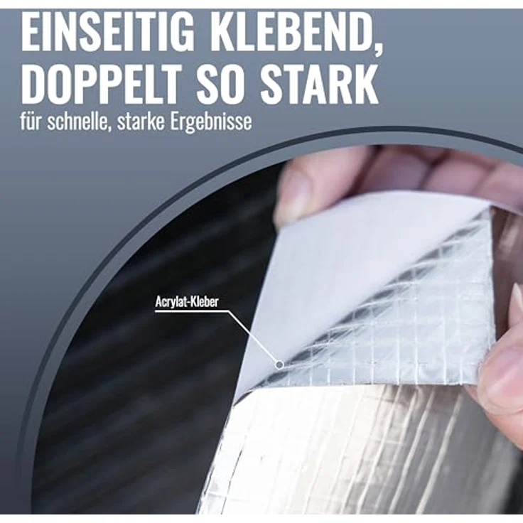 POPPSTAR Aluminium-Klebeband netzverstärkt für Rohrisolierung & Dämmung, hitzebeständig 48mm x 50m, strahlungs- und hitzereflektiv, Dampfsperre, für Innen- und Außenbereich – Bild 4