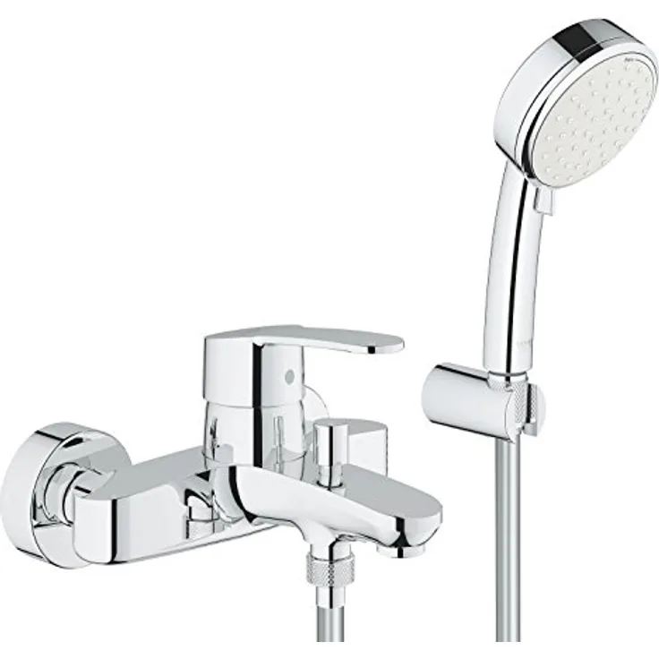 GROHE Eurostyle Cosmopolitan Einhand-Wannenbatterie mit Brausegarnitur, Wandmontage, automatischer Umstellung Wanne/Brause, chrom, 3359220A