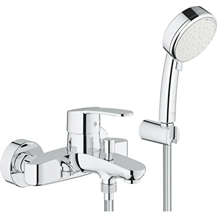 GROHE Eurostyle Cosmopolitan Einhand-Wannenbatterie mit Brausegarnitur, Wandmontage, automatischer Umstellung Wanne/Brause, chrom, 3359220A – Bild 1