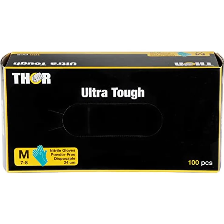 ABENA | THOR Ultra Tough 100 Stück (Größe M) | Grüne Nitrilhandschuhe mit hohem Schutz | Komfortable Einmalhandschuhe zum Kochen Putzen uvm | Einweghandschuhe ohne Puder | Latexfreie Handschuhe