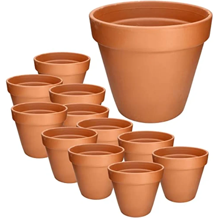 KOTARBAU® Terrakotta Blumentopf Set, 12er Set mit Rand, Ø 7 cm, für Innenräume und Gärten – Bild 1