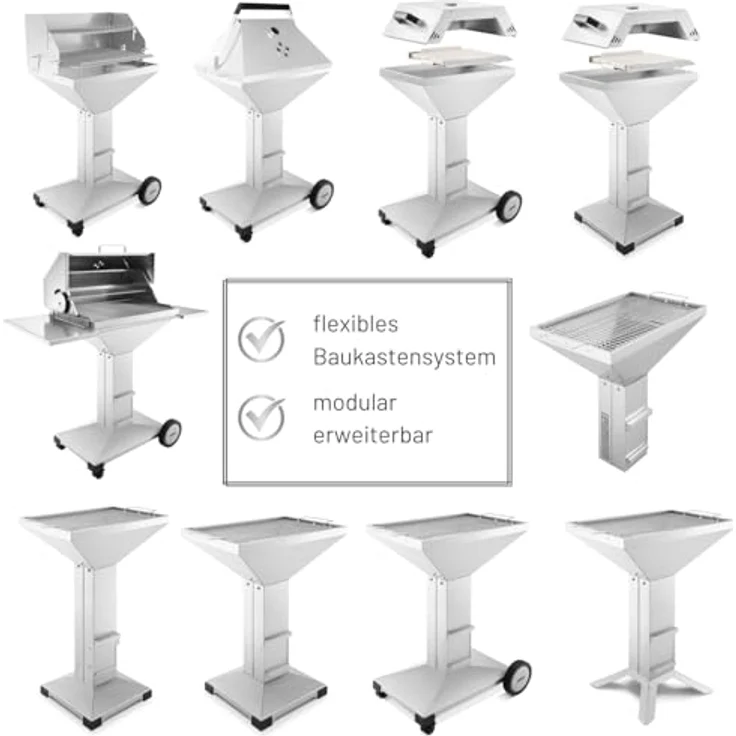 Thüros T4 Säulengrill, fahrbar, Grillfläche 40 x 60 cm, Arbeitshöhe 85 cm – Bild 6