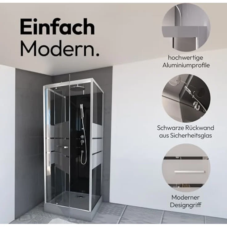 Marwell Komplettdusche Dusy, BxT: 70x70 cm, Einscheibensicherheitsglas, inkl. Armaturen, elegantes Design in edlem Silber – Bild 4