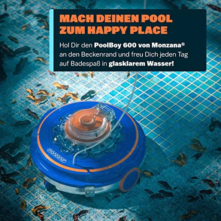 monzana® Poolroboter Poolboy600 Kabellos Vollautomatisch 80 Min Akku 5200mAh Li-Ion 80m² Pool Bodensauger Poolreiniger Poolsauger Royalblau – Bild 2