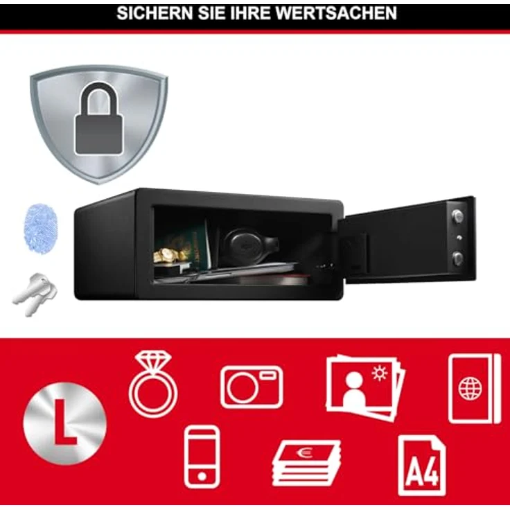 MASTER LOCK LX110BEURHRO Frei stehend sicher Schwarz 2 Schlüssel Lesegerät für den Fingerabdruck 25 4 l Boden - Wand Akku – Bild 6