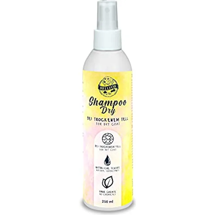Bellfor Hundeshampoo Dry bei Trockenem Fell Fellpflege für Hunde hampoo Weder künstliche Duftstoffe noch andere Chemikalien, die zu Unverträglichkeiten und Hautreizungen führen können 250 ml