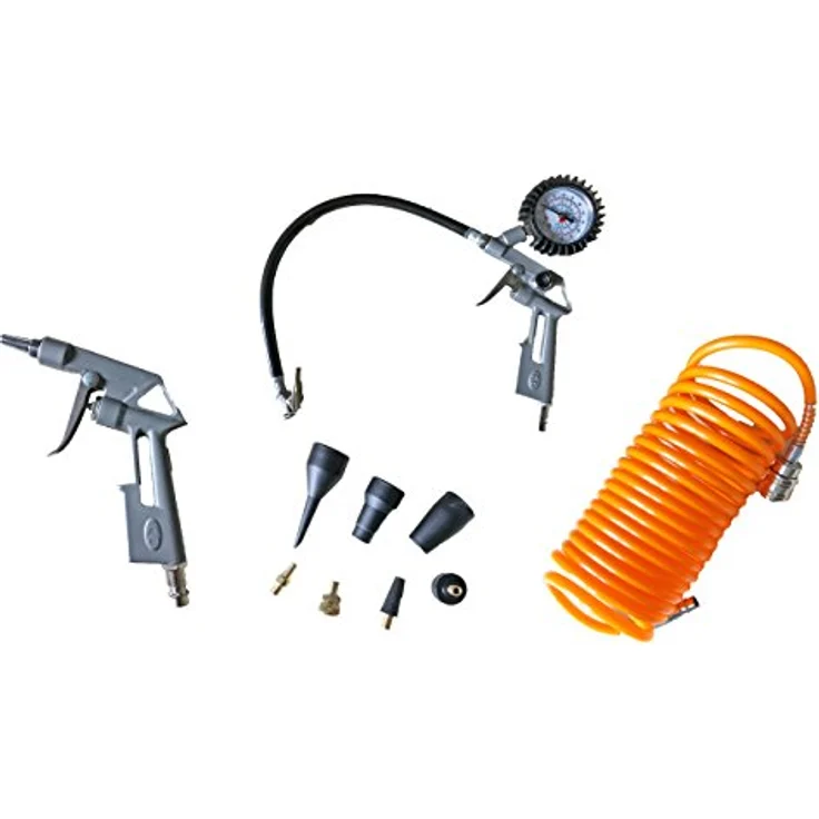ZIPPER ZI-COMZUB11 Kompressorzubehör, 11-teiliges Set mit Druckluftpistole, Reifenfüllmessgerät und Adapterset für bis zu 10 bar – Bild 2