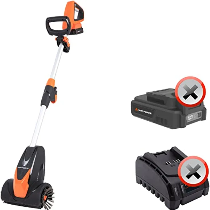 Yard Force 20V Akku-Terrassenreiniger mit 20cm Arbeitsbreite, Vorwärts-/Rückwärtsgang, 2 Geschwindigkeitstufe, inkl. Schlauchanschluss, ohne Akku und Ladegerät, schwarz/orange, LW CPC1W
