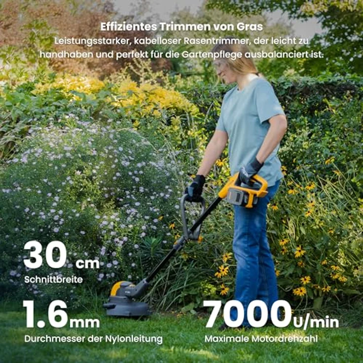 STIGA GARDEN Akku-Rasentrimmer GT 300e, 30 cm Arbeitsbreite Faden, 2-in-1 Schnittsystem, inkl. 2x 2 Ah Akku und Ladegerät – Bild 6