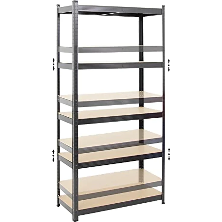Proregal Schwerlastregal Mega Deal Ragnar, 180 x 90 x 40 cm, Traglast 175 kg pro Boden, 5 höhenverstellbare Böden, Steckmontage, Schwarz – Bild 7
