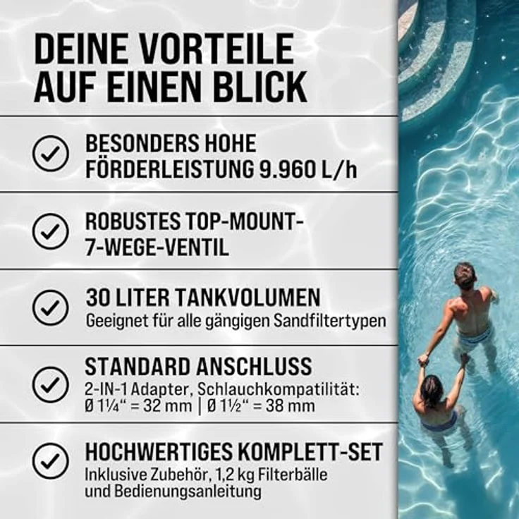 Monzana - Sandfilteranlage 9.960 L-h mit Vorfilter und XXL Tank + 700g Filterbälle Polysphere Filterwatte Filter Balls – Bild 9