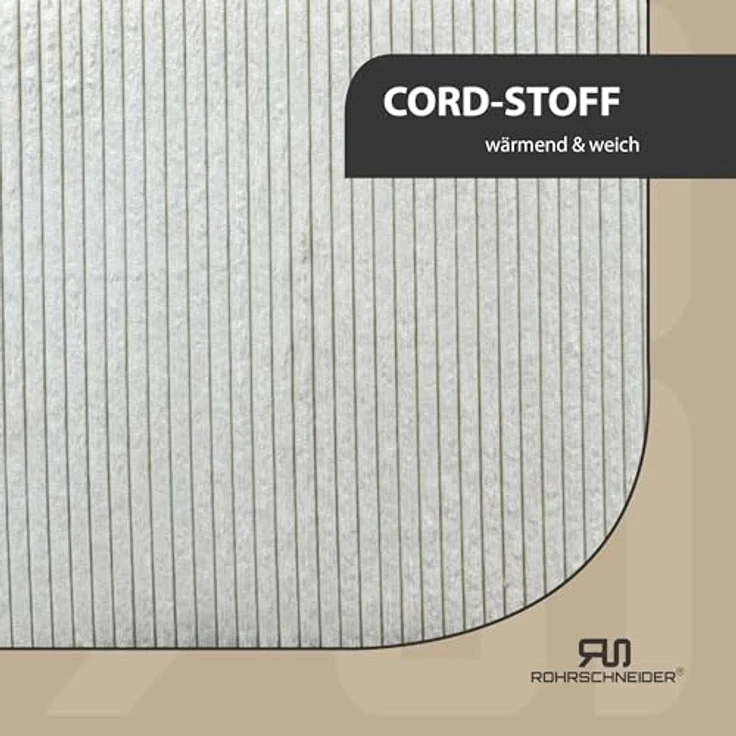 Rohrschneider Hundesofa Cord für mittelgroße und Grosse Hunde, hoher Rand, waschbarer Bezug, 100% Polyester, beige, B 90 x T 57 x H 26 cm, inkl. 2X Dekokissen – Bild 4
