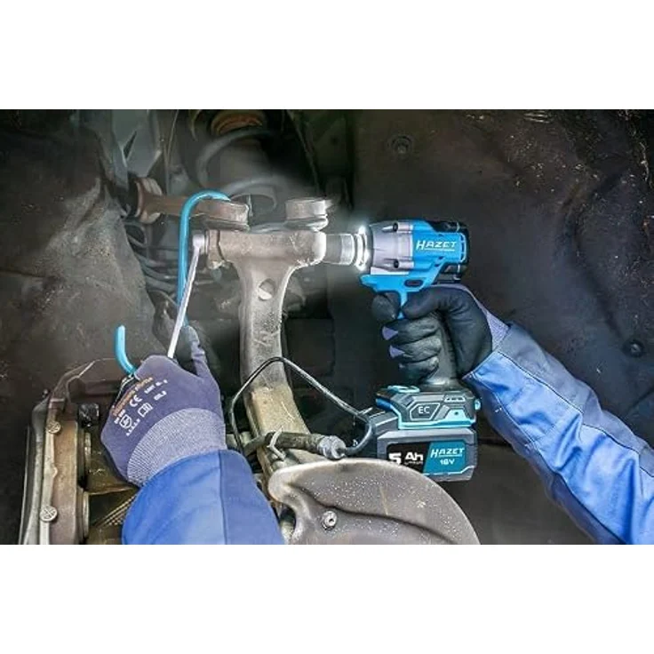 Hazet Akku-Schlagschrauber 9512-600/4, 18V 5Ah, 12,5mm (1/2 Zoll), 406 Nm, kompaktes Design mit Auto Stopp Funktion und LED-Akku Kapazitätsanzeige – Bild 3