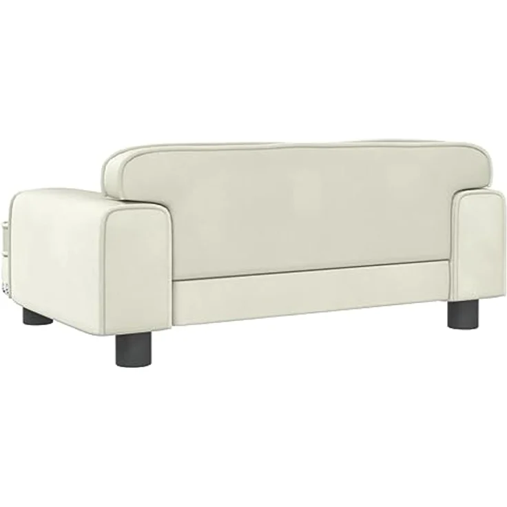 vidaXL Hundebett, Hundekissen mit weicher Polsterung, Hundesofa Hundecouch für kleine Hunde Haustiere, Haustierbett Katzenbett, Creme Samt – Bild 5