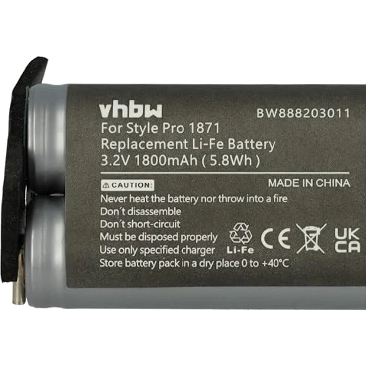 VHBW Akku für Moser Chrom Style Pro 1871 Haarschneidemaschine, LiFePO4, 1800 mAh, 3,2 V – Bild 5