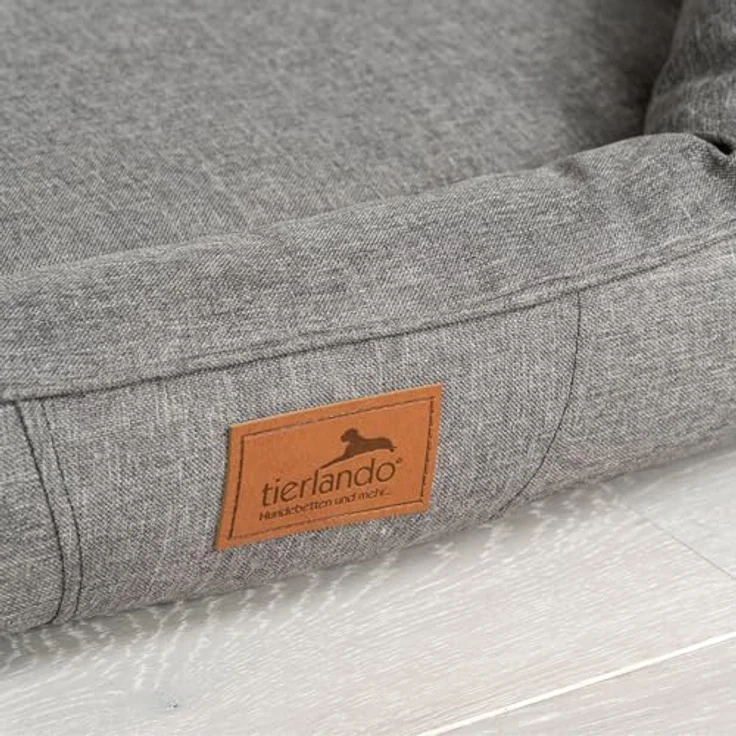 tierlando® Orthopädisches Hundebett Sammy – Robustes Polyester, Größe L–XXXXL, waschbares Hundesofa für große Hunde (XXL 140 cm, Leinenlook Dunkelgrau) – Bild 4