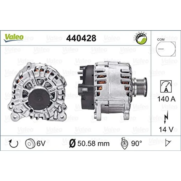 VALEO 440428 Lichtmaschine Generator LiMa 140A 14V für VW Golf VII, Passat Variant, TIGUAN und SKODA, zuverlässige Stromversorgung, langlebig, einfache Installation