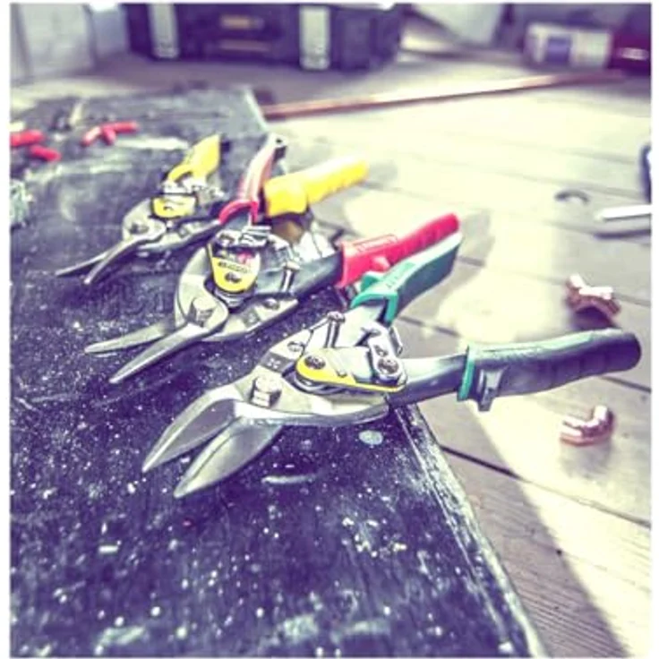 Stanley Blechschere Maxsteel (links, 250 mm Länge, Bi-Material Kunststoffhandgriff, chromveredelt, Einhandbedienung) rot, 2-14-562 – Bild 6