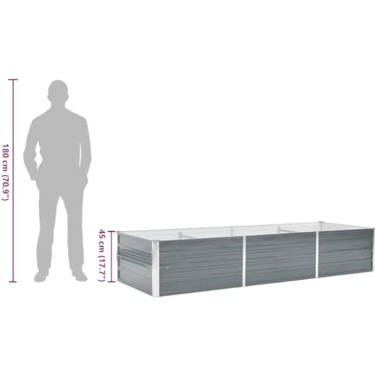 vidaXL Garten-Hochbeet Verzinkter Stahl 240x80x45 cm Grau – Bild 5