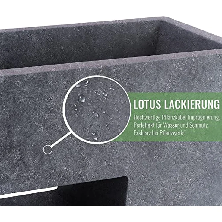 Pflanzwerk® VISTA Premium Hochbeet Pflanzkübel, Rechteckig, Handgefertigt aus Fiberglas mit Lotus-Effekt, Frostbeständig, 20-25 Liter – Bild 4