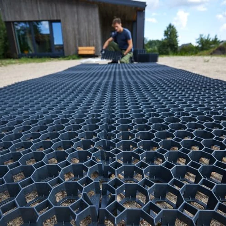 Rasengitter aus Kunststoff 50 x 50 cm, 4 Wegeplatten, Paddockplatten zur Bodenstabilisierung – Bild 4