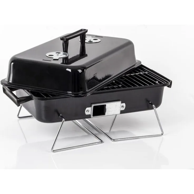 Camp4 Holzkohlegrill JIM, klassischer Grill mit klappbaren Füßen und Tragegriffen, schwarz