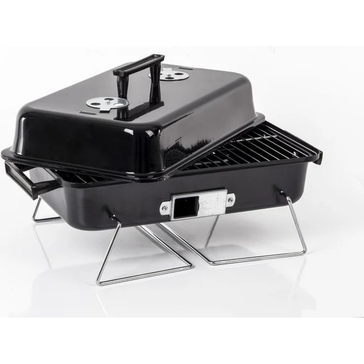 Camp4 Holzkohlegrill JIM, klassischer Grill mit klappbaren Füßen und Tragegriffen, schwarz