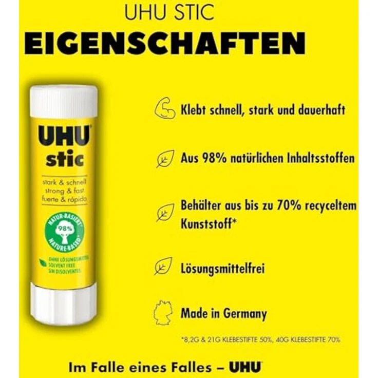 UHU stic Klebestift 21g, 4er Pack, umweltfreundlich und leicht auswaschbar – Bild 3