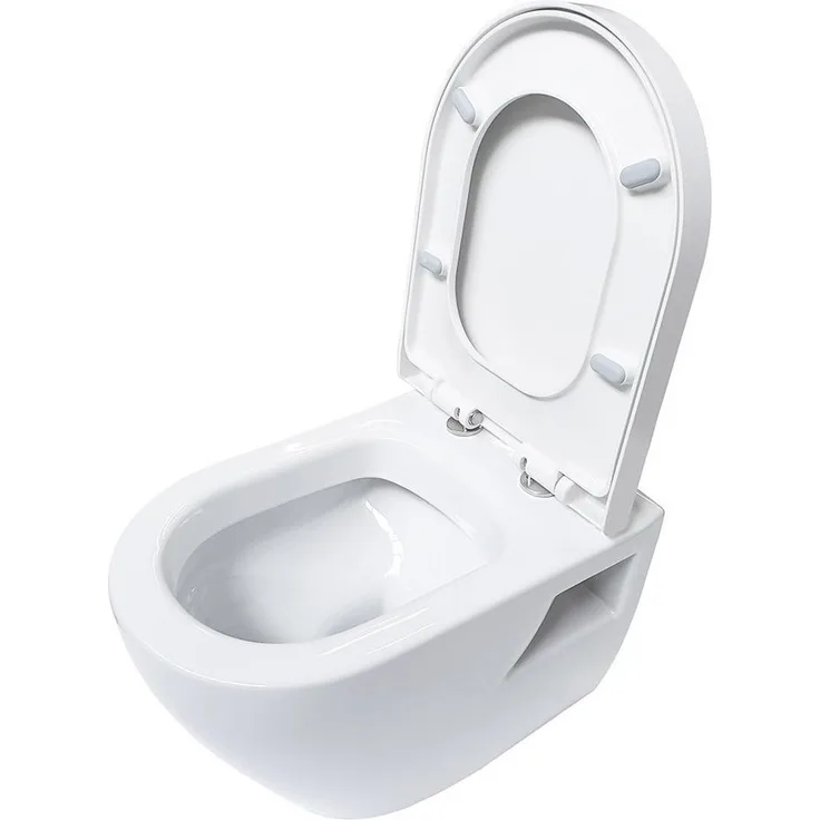 Aloni Tiefspül-WC AL5509+AL0402, Wandmontage, Abgang waagerecht, Hänge WC Toilette mit Softclose Deckel, weiß - Preisvergleich