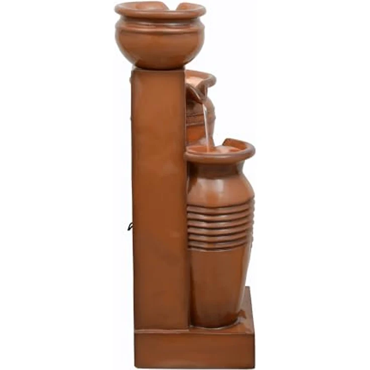 Teamson Home Solar Kaskadenbrunnen 4 Stufen Terrakotta, mit solarbetriebenen LED-Lichtern – Bild 4