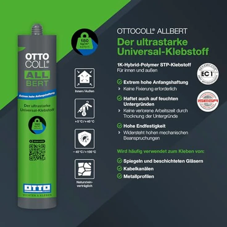 OTTOCOLL ALLBERT Der ultrastarke Universal-Klebstoff 290 ml C01 weiss, Extrem hohe Anfangshaftung – Bild 2