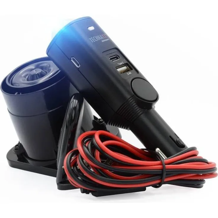 Technaxx Autoalarm Pro Alarmanlage, wiederaufladbare Anti-Diebstahl-Gadget, 105dB, USB-C, schwarz