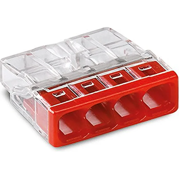 Wago Compact Steckklemme 2273-204, 4 Klemmstellen für Leiter 0,5 mm² - 2,5 mm², transparente Bauform, 100 Stück